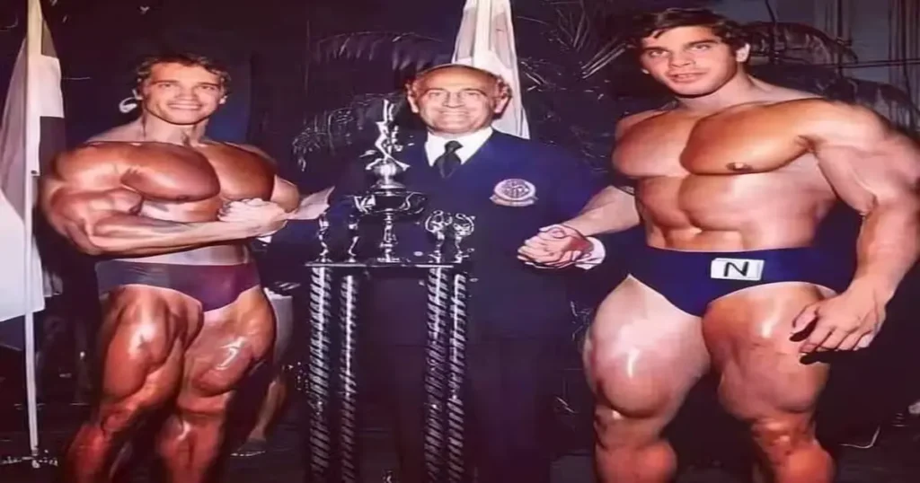 Lou Ferrigno e Arnold Schwarzennegger.
